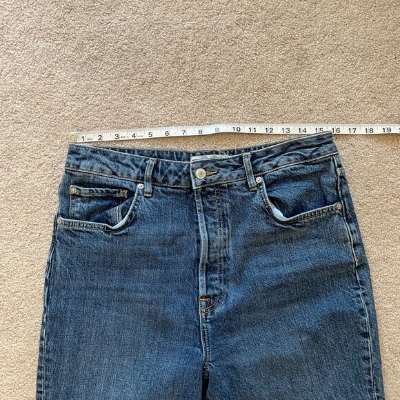 We The Free Cropped Bootcut Raw Hem Jeans Size 30 Medium Wash Button Fly Hi Rise - Picture 7 of 9